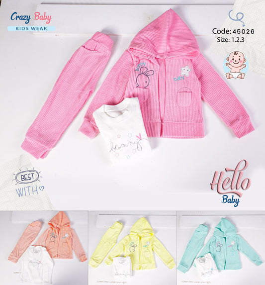 طقم قطيفة بناتي مسحب 3 قطع 45026